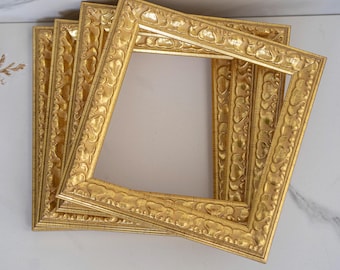 6x6 Inch Set of 4 (15x15 cm) Handcrafted Vintage Gold Picture Frames | Ornate Square Gallery Wall Art Decor | Christmas Gift