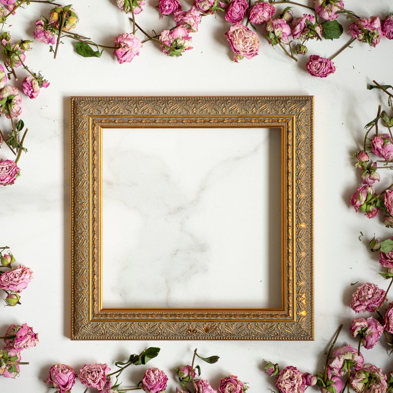 8x8 IN Vintage style golden frame Handcrafted wood frame for 8x8 inch artworks & photos image 5
