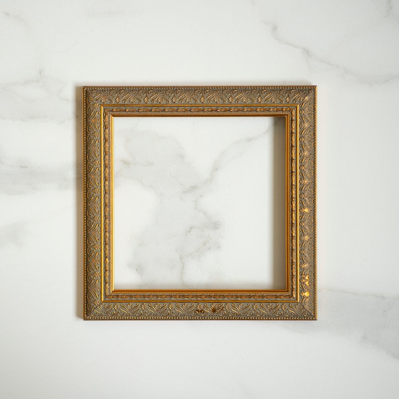 8x8 IN Vintage style golden frame Handcrafted wood frame for 8x8 inch artworks & photos image 8