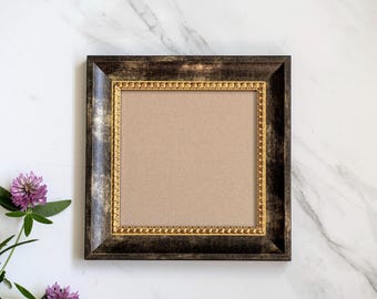 6x6 Inch (15x15 cm) Handcrafted Black and Gold Picture Frame | Vintage Style Ornate Square Art Frame | Christmas Gift