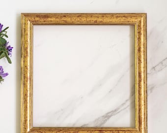 8x8 Inch (20x20 cm) Vintage Distressed Gold Wood Picture Frame
