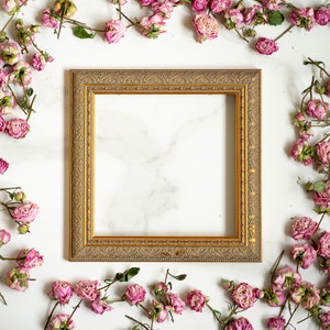 8x8 IN Vintage style golden frame Handcrafted wood frame for 8x8 inch artworks & photos image 1