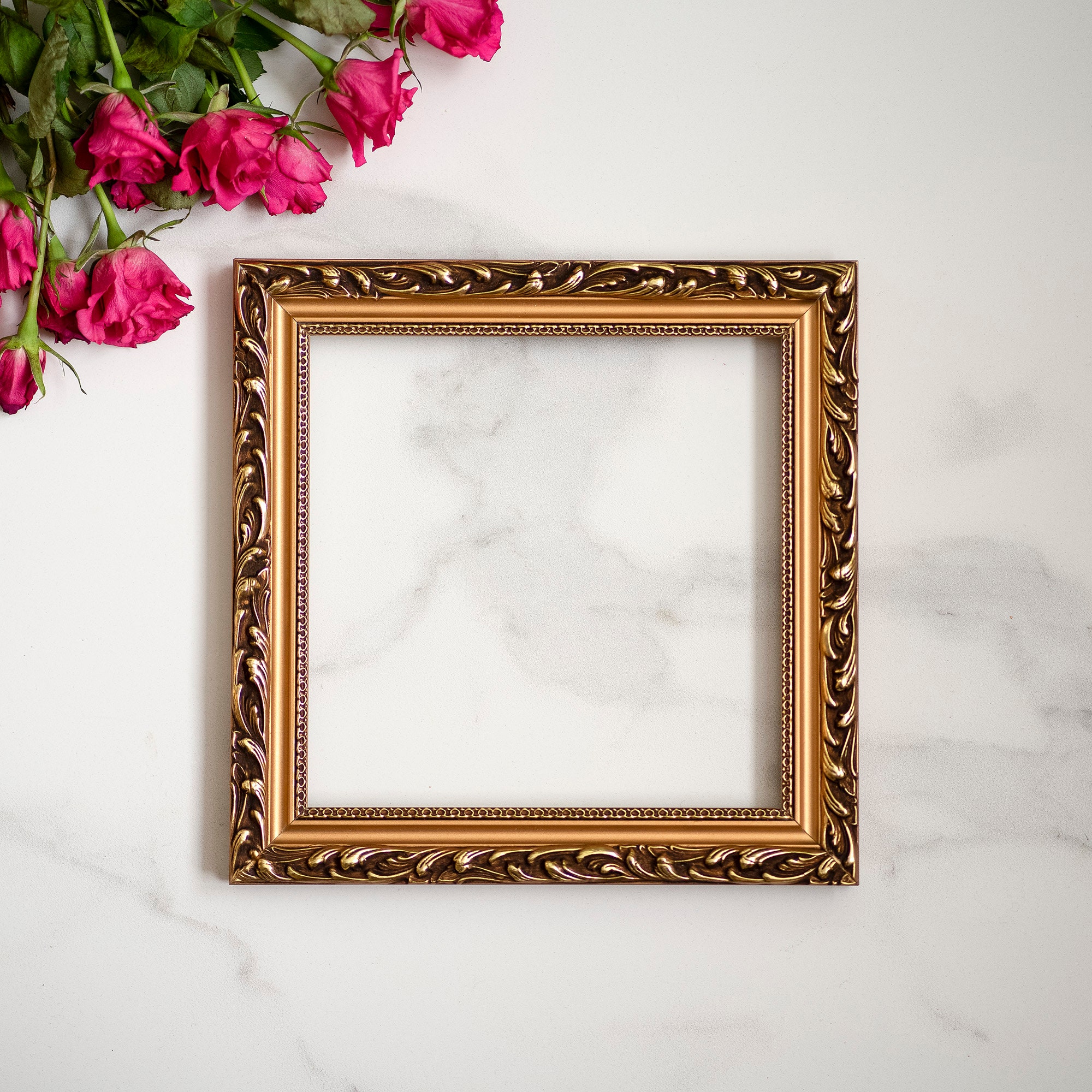 8x8 Inch (20x20 Cm) Gold Leaf Baroque Wood Picture Frame - Etsy