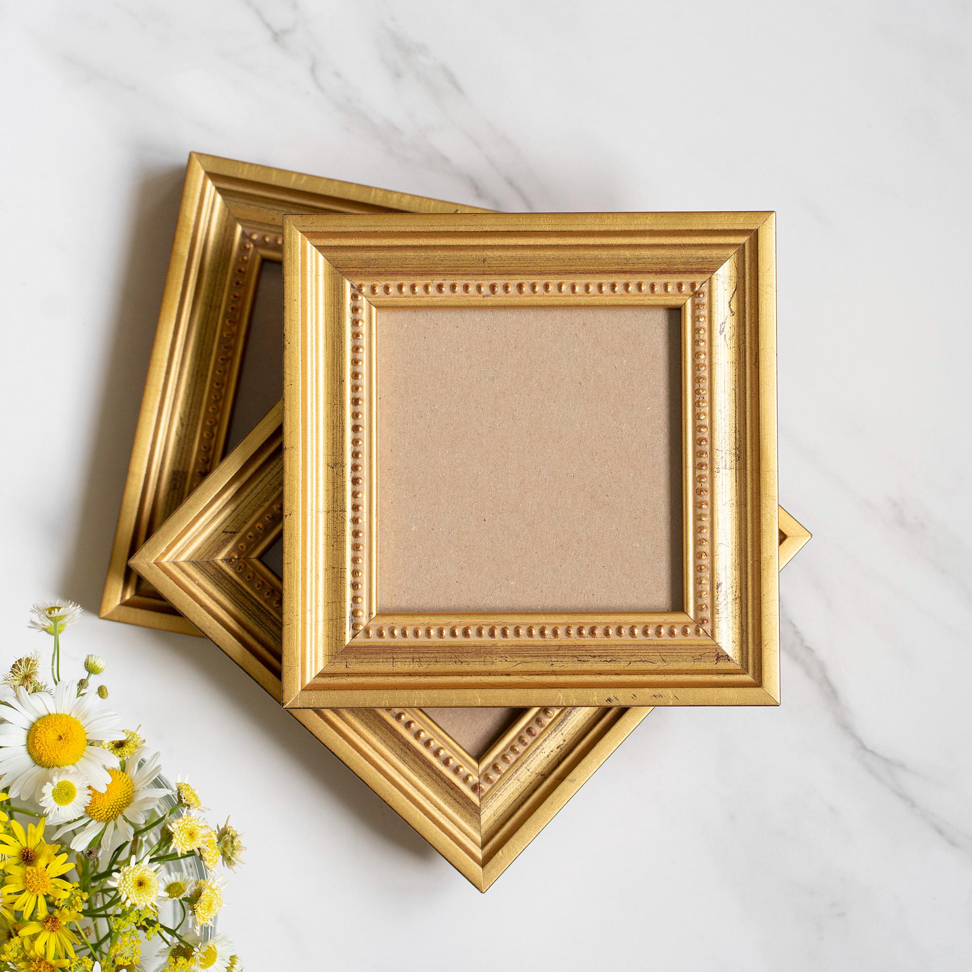 ゴールドバロック調フォトフレーム - 装飾木製フレーム3個セット（4 x