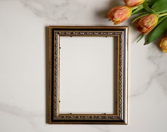 Marco de madera barroco con hojas doradas ornamentadas de 15 x 20 cm: Arte de pared de galería vintage (15 x 20 cm)