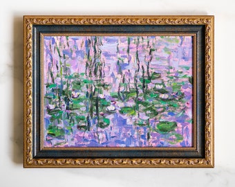 Pintura al óleo original 7x9,5 IN - inspiración del arte impresionista francés Claude Monet Waterlilies