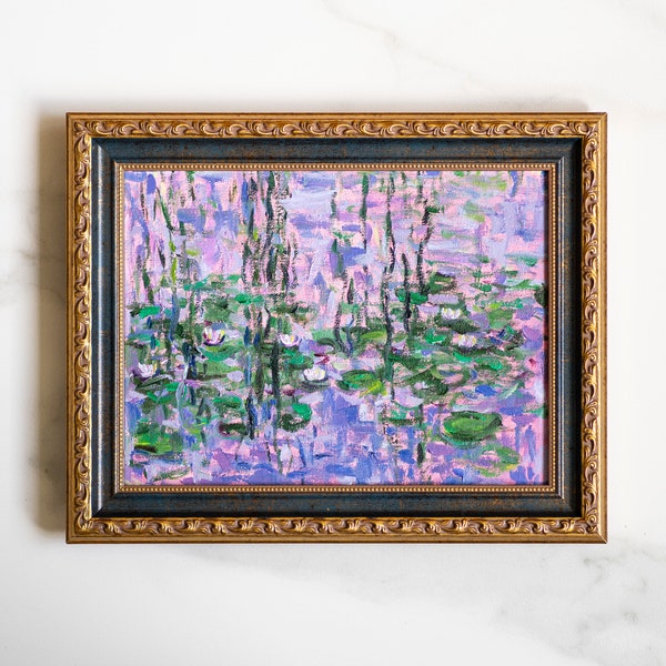 Pintura al óleo original 7x9,5 IN - inspiración del arte impresionista francés Claude Monet Waterlilies