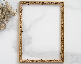 Cornice in legno A4 color bronzo dorato 21 x 30 cm (8,26 x 11,8 pollici) stile vintage, cornice per galleria artistica da parete