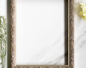 8x10 Inch (20x25 cm) Antique Gold Silver Floral Ornate Wood Picture Frame