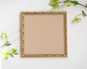 Marco de fotos dorado ornamentado de 20 x 20 cm: marco cuadrado de madera barroca vintage - 8 x 8 pulgadas