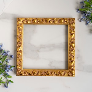 Ornate Gold Leaf Wood Frame: Vintage Belle Epoque Style (8x8 IN