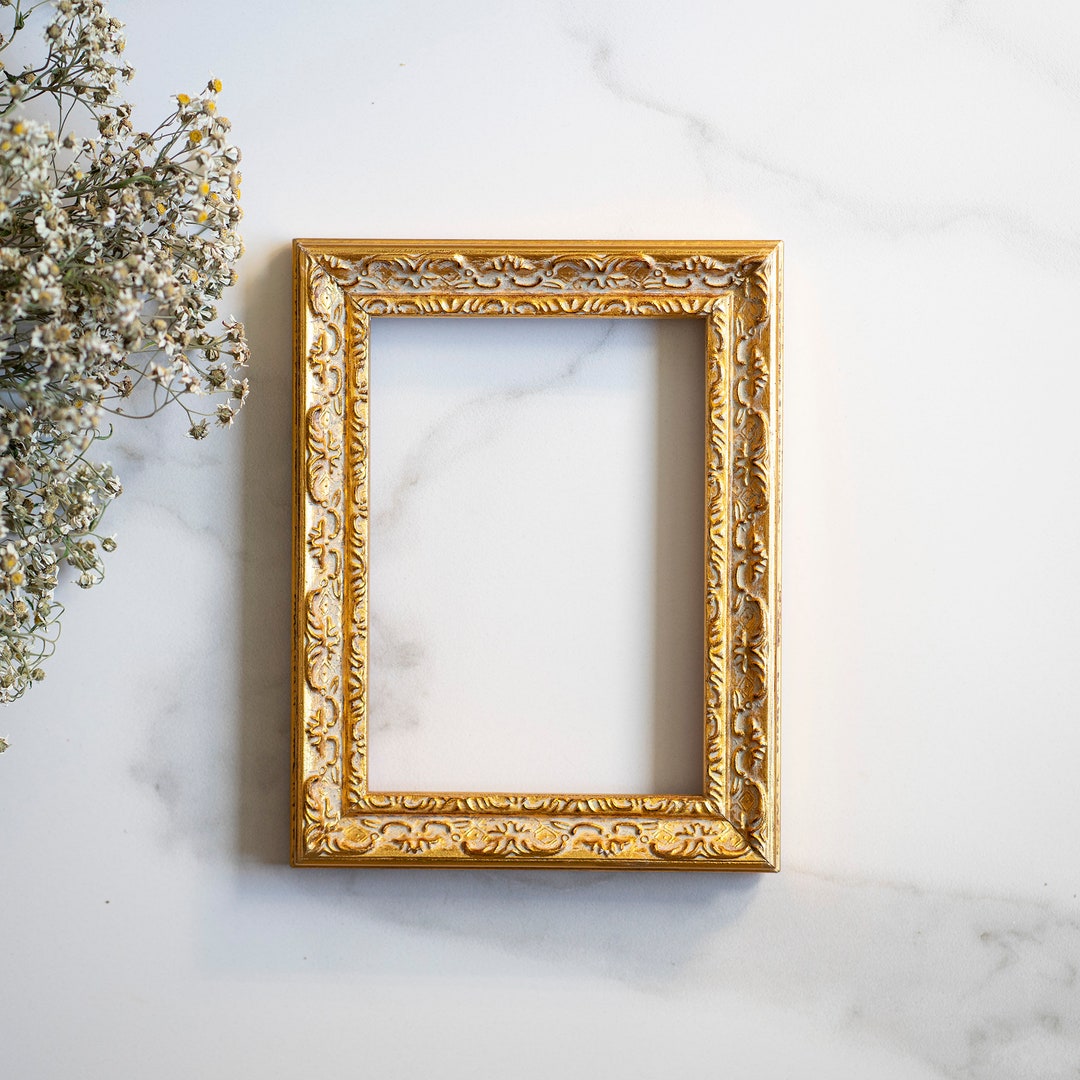 5x7 IN Vintage Style Ornate Gold WOOD Frame for Painting Etsy