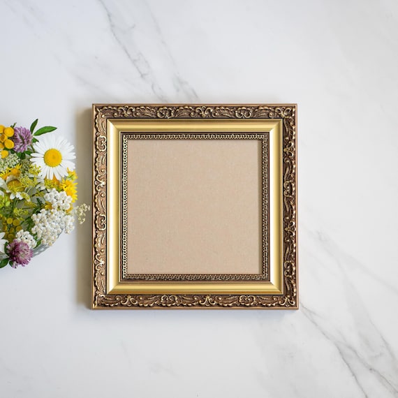 6x6 IN (15x15cm) Ornate Gold Leaf WOOD Picture FRAME for Art