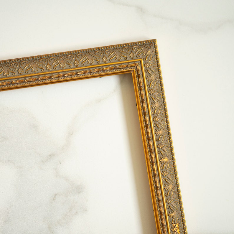 8x8 IN Vintage style golden frame Handcrafted wood frame for 8x8 inch artworks & photos image 9