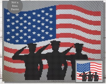 American Soldiers Graph Crochet Pattern C2C, Mini c2c, tss, sc, hdc, dc Graphgan With Written Instructions Corner to Corner tapestry crochet