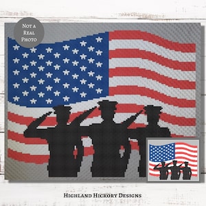 American Soldiers Graph Crochet Pattern C2C, Mini c2c, tss, sc, hdc, dc Graphgan With Written Instructions Corner to Corner tapestry crochet