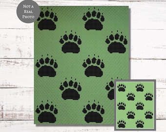 Wzór na szydełkowanie Bear Paw Prints Graph C2C Graphgan + instrukcje pisemne Corner-to-Corner, Tapestry, Tunezyjski, Robienie na drutach, Wykres krzyżykowy