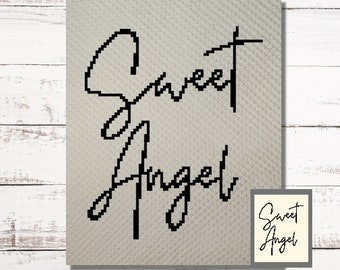 Sweet Angel Graph Crochet Pattern C2C, Mini c2c, tss, sc, hdc, dc Graphgan With Written Instructions, Corner to Corner PDF tapestry crochet