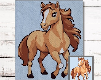 Horse Graph Crochet Pattern C2C Graphgan + Written Instructions Corner-to-Corner, Tapestry, Tunisian, Knitting, Cross Stitch Chart PDF