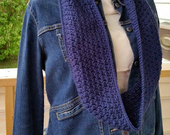 Crochet Navy Clusters Infinity Scarf PATTERN ONLY pdf instant digital download women's winter circle scarf thick warm gift for her