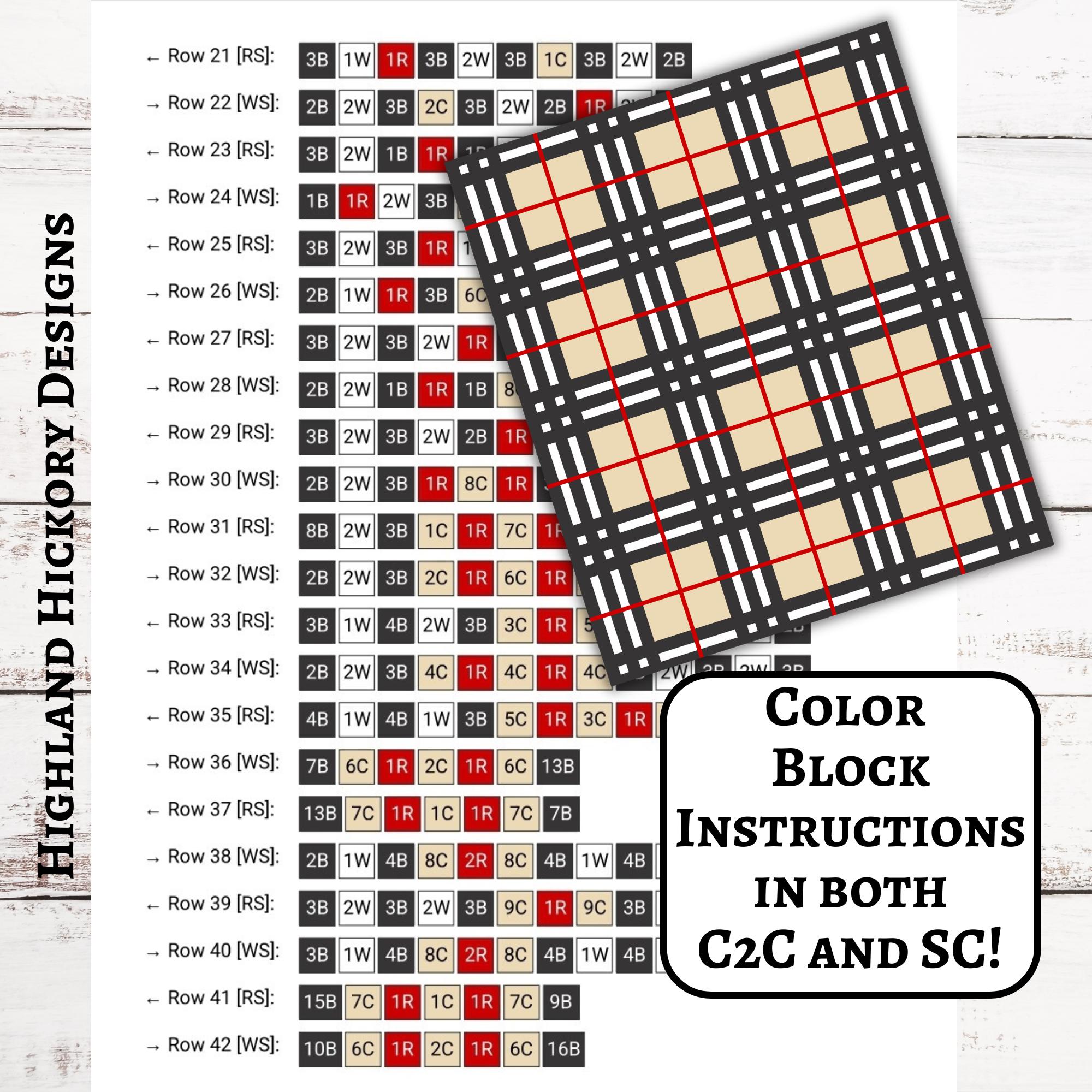 Burberry Plaid Graph Crochet Pattern C2C Graphgan + Written