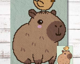 Patrón de crochet de capibara (C2C) + instrucciones escritas (esquina a esquina, tapiz, tunecino, punto de cruz)