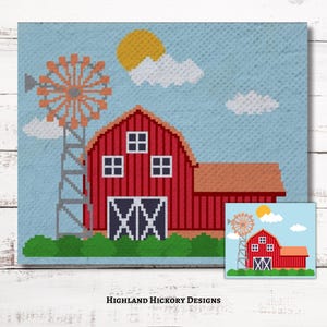 Barn Graph Crochet Pattern C2C, Mini c2c, tss, sc, hdc, dc Graphgan With Written Instructions, Corner to Corner tapestry crochet PDF