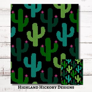 Saguaro Cacti Graph Crochet Pattern C2C Graphgan + Written Instructions Corner-to-Corner, Tapestry, Tunisian, Knitting, Cross Stitch Chart