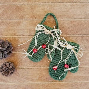 Mitaines suspendues au crochet, MOTIF UNIQUEMENT, décoration de Noël pour les vacances, porte-carte cadeau, cadeau de décoration, mini gants de campagne pour l'hiver
