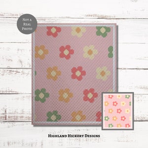 Grundläggande blommönster virkmönster C2C, mini c2c, tss, fm, hdc, dm virkmönster med skriftliga instruktioner hörn till hörn PDF gobelängvirkning