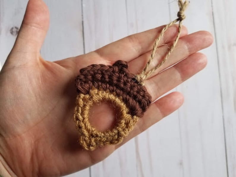 Crochet Upcycled Acorns PATTERN ONLY Fall Decor Autumn Decorations Ornaments small photo frame napkin ring garland country rustic image 4