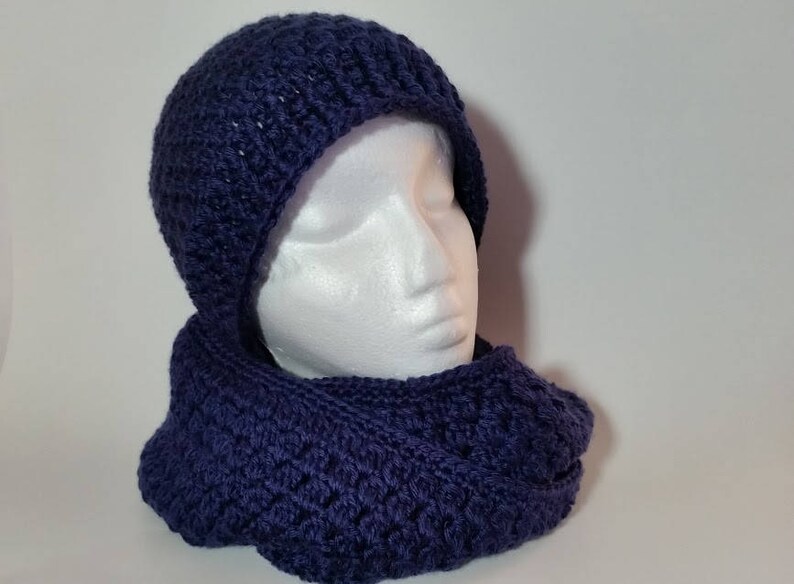 Crochet Set Navy Clusters Hat and Infinity Scarf PATTERNS - Etsy