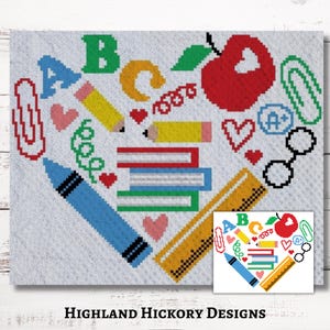 Teaching Supplies Graph Crochet Pattern C2C Graphgan + Written Instructions Corner-to-Corner, Tapestry, Tunisian Knitting Cross Stitch Chart