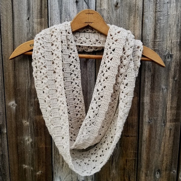 Crochet Rustic Lace Scarf PATTERN ONLY woman's infinity scarf teenager extra long circle scarf summer spring fall accessory