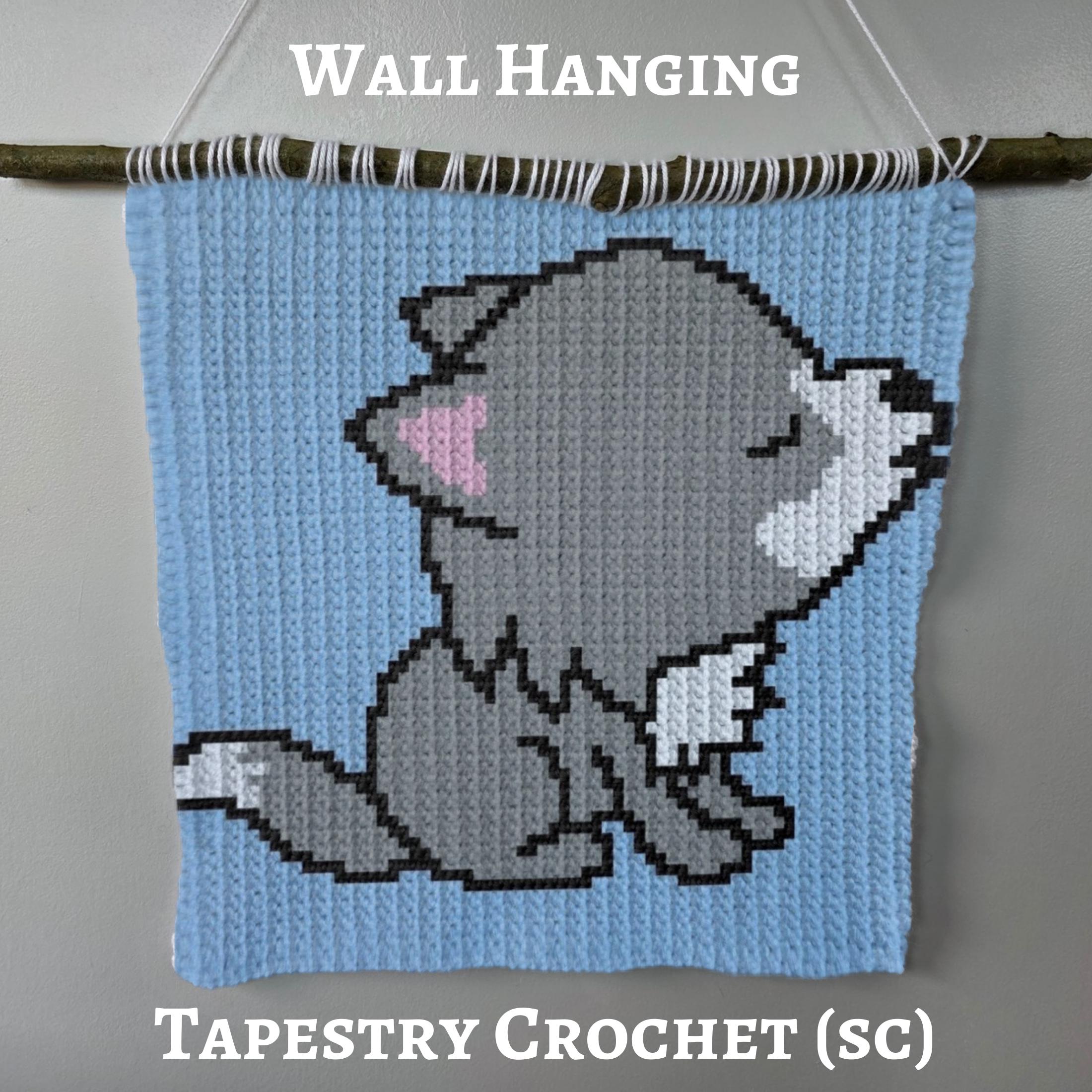 Baby Wolf Howl Graph Crochet Pattern, Throw Pillow, Wall Hanging, Small ...