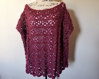 Crochet Rose Bud Poncho PATTERN ONLY woman's ladies teen's lacy top sweater wearable crochet poncho pattern for women sleeve tunic