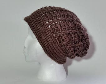 Crochet Taupe Slouch Hat PATTERN ONLY pdf instant digital download women's winter seasonal fall spring