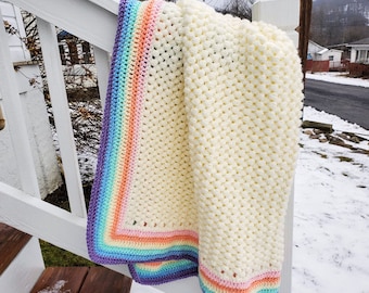 Crochet Rainbow Baby Blanket PATTERN ONLY Rainbow baby, baby afghan, stroller blanket, crib blanket, rainbow border, baby item