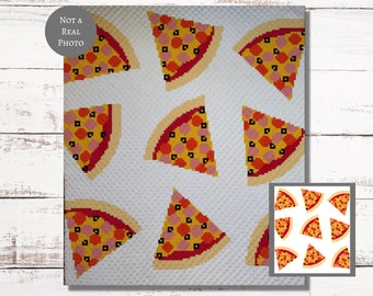 Pizza Pattern Graph Crochet Pattern C2C, Mini c2c, tss, sc, hdc, dc Graphgan With Written Instructions Corner to Corner PDF tapestry crochet