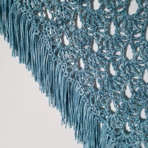 Crochet April Showers Shawl PATTERN ONLY triangle shawl prayer shawl spring lacy women's teen teenager youth child raindrops fringe easy image 3