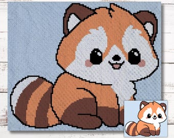Red Panda Graph Crochet Pattern C2C Graphgan + Written Instructions Corner-to-Corner, Tapestry, Tunisian, Knitting, Cross Stitch Chart PDF