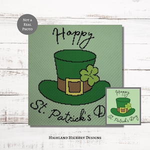 St. Patrick&#39;s Day Graph 1 Crochet Pattern C2C, Mini c2c, tss, sc, hdc, dc Graphgan With Written Instructions, Corner to Corner tapestry