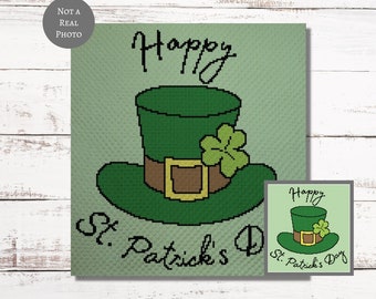 St. Patrick's Day Graph 1 Crochet Pattern C2C, Mini c2c, tss, sc, hdc, dc Graphgan With Written Instructions, Corner to Corner tapestry