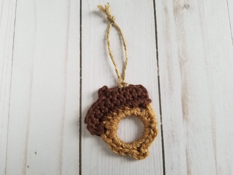 Crochet Upcycled Acorns PATTERN ONLY Fall Decor Autumn Decorations Ornaments small photo frame napkin ring garland country rustic image 1