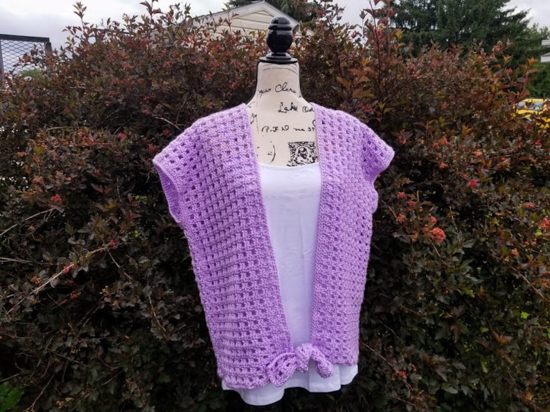 Crochet Wild Orchid Cardigan PATTERN ONLY women's teen's teenager sweater top kimono summer lacy spring fall short sleeves gift for her image 4