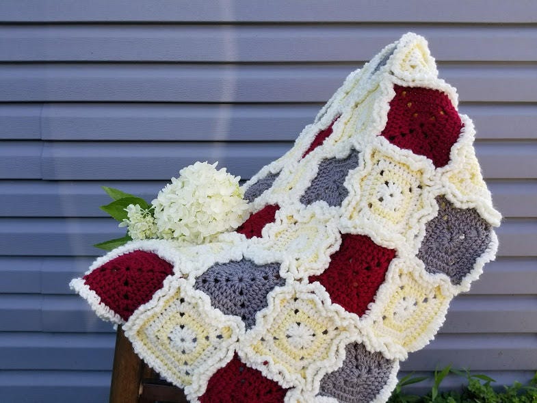 Crochet Baby Rag Crochet Rag Quilt Style Baby Blanket PATTERN ONLY Afghan Throw Granny ...