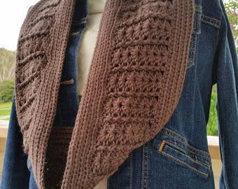 Crochet Taupe Infinity Scarf PATTERN ONLY pdf instant digital download women's winter fall spring seasonal circle scarf