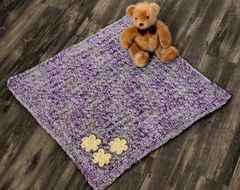 Crochet Baby Monet Blanket, PATTERN ONLY, infant toddler stroller, car seat, crib bassinette blanket, chunky afghan, flower appliques