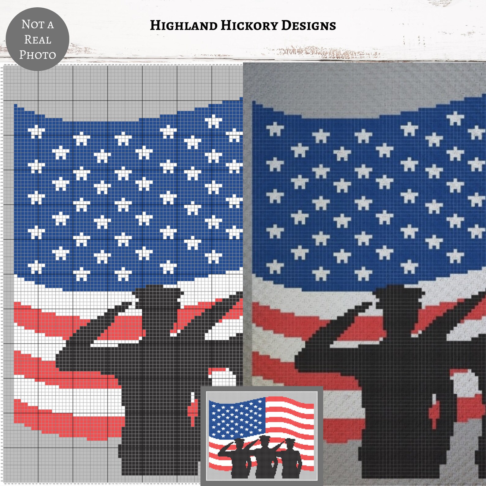 American Soldiers Graph Crochet Pattern C2C, Mini C2c, Tss, Sc, Hdc, Dc ...