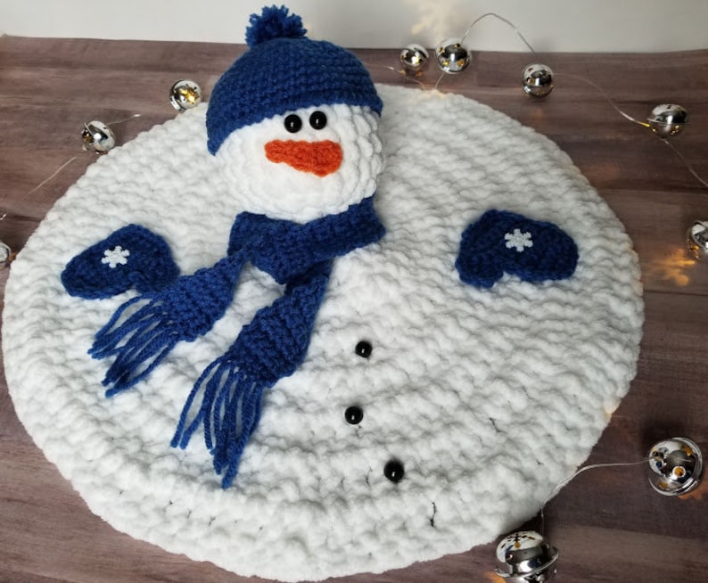 Crochet Melting Snowman PATTERN ONLY winter holiday decoration child's lovey baby lovey security blanket table top decor image 1